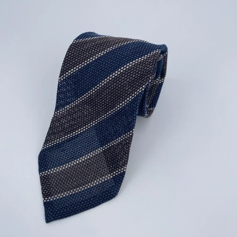 Eton Tie Mens One Size Multi Striped Linen Classic Luxury Necktie Made in Italy